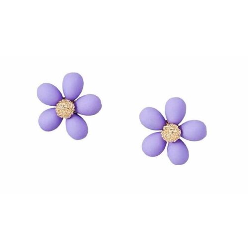 Purple And Gold Flower Stud Earring