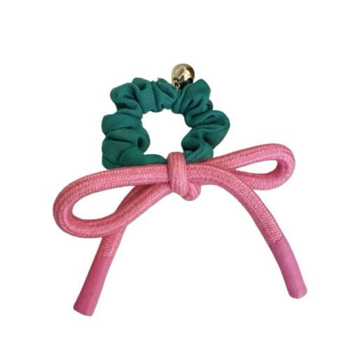 Teal And Pink Rope Bow Knot Hair Scrunchie/ Hair Tie