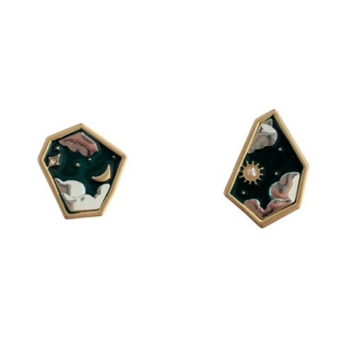 Sun And Moon Retro Style Acrylic Stud Earring