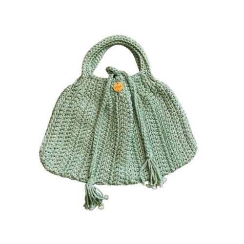 Light Blue Egyptian Handmade Crochet Bag With Tassels