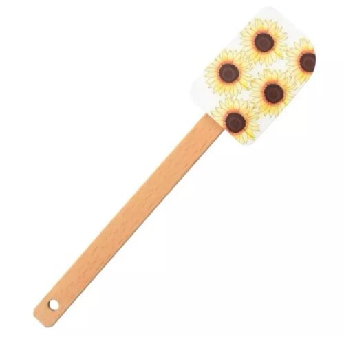 White Sunflowers Wooden Handle Silicone Scrapper/Baking Tools Stirring Spatula