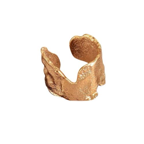 Gold Plated Hammered Geometric Style Adjustable Ring