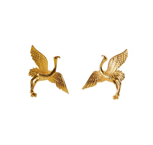 14k Gold Plated Copper Swan Stud Earrings