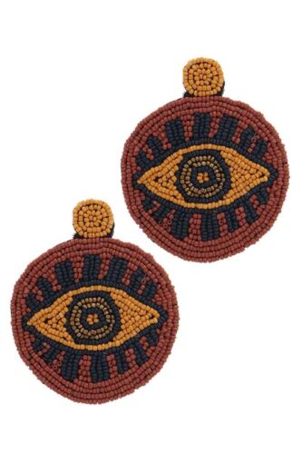 Ground Round Evil Eye Beaded Handmade Earring