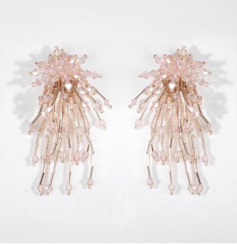 Statement Pink Beaded Tassels Earring