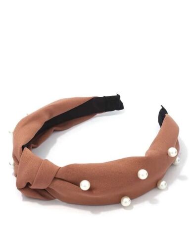 Tan/Brown Pearl knot headband/Hairband