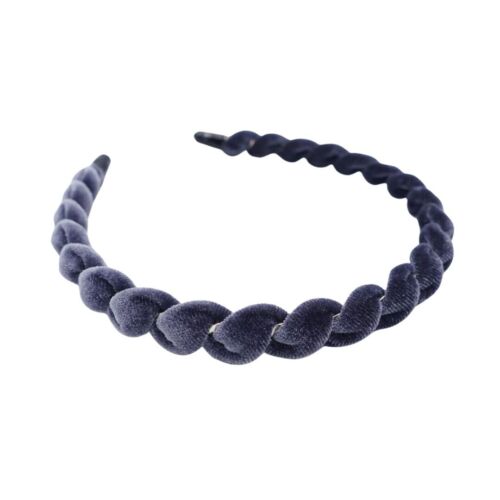 Navy Blue Spiral Soft Velvet Thin Headband/Hairband