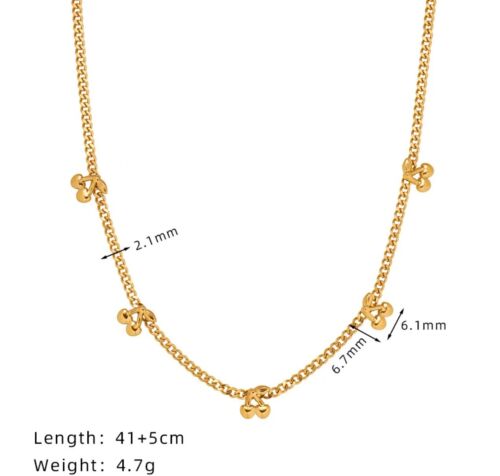 Gold Plated Stainless Mini Cherry Charm Chain Necklace