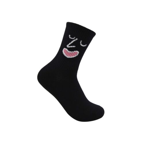 Black Printed Face Over The Ankle Socks