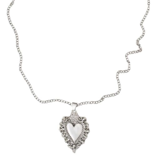 Silver Plated Vintage Style Heart Pendant Necklace