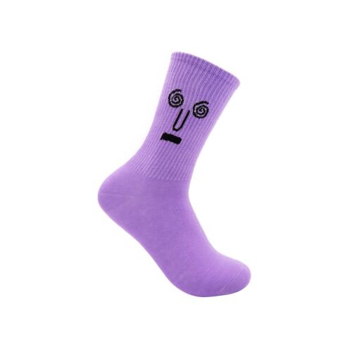 Purple Face Printed Over Ankle Socks