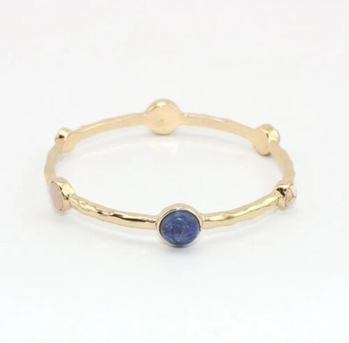 Gold Plated Multicoloured Natural Stones Bangle Bracelet