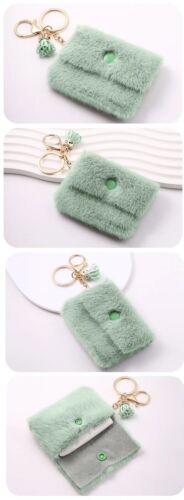 Mint Green Plush Keychain Bag/Coin Purse