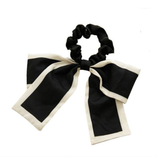 Black And White Bow Style Handmade Hair Scrunchie/ Hair Tie