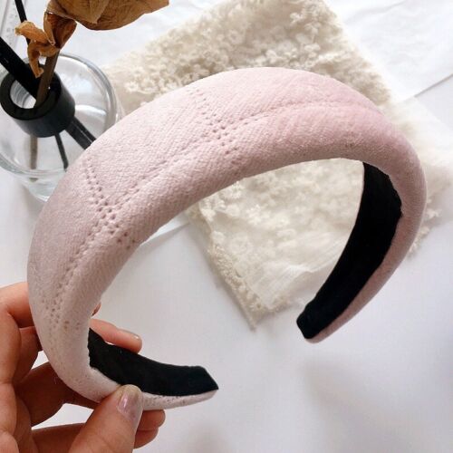 Pink Solid Padded Suede Hairband / Headband