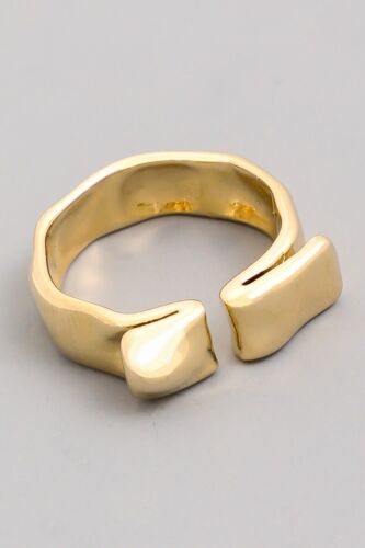 Gold Shiny Hammered Adjustable Ring