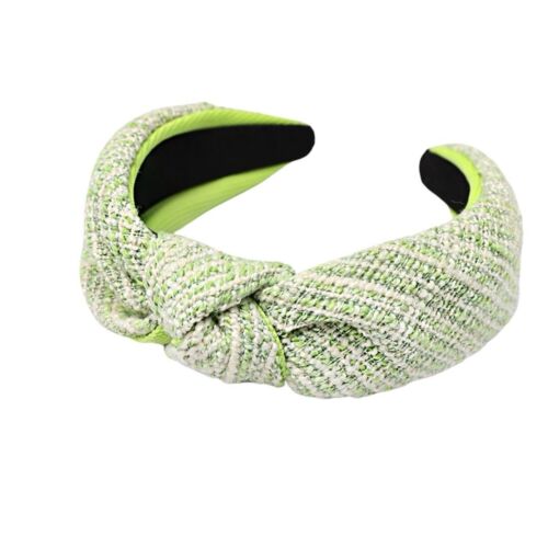 Lime Green And White Tweed Knitted Headband