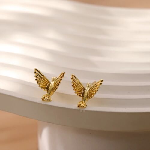 14k Gold Plated Copper Dove Stud Earrings