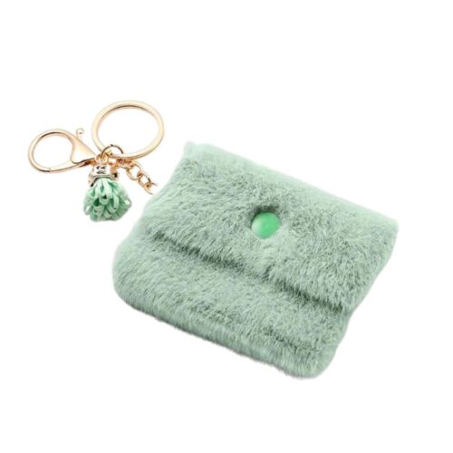 Mint Green Plush Keychain Bag/Coin Purse