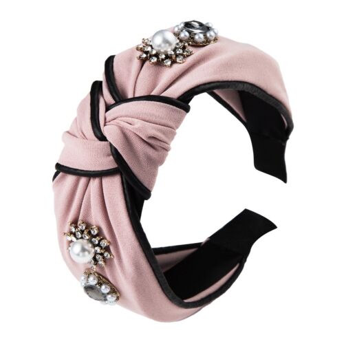 Pink Headband/Hairband, stud Rhinestones And Pearls knot headband