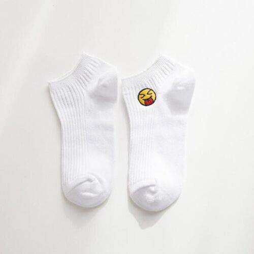 Emoji Embroidered White Socks