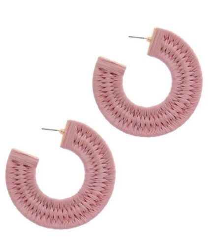 Pink Woven Hoop Earrings