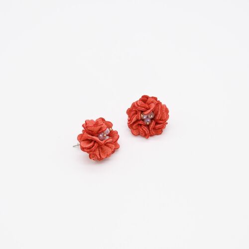 Orange/ Red Statement Flower/Floral Stud Earring