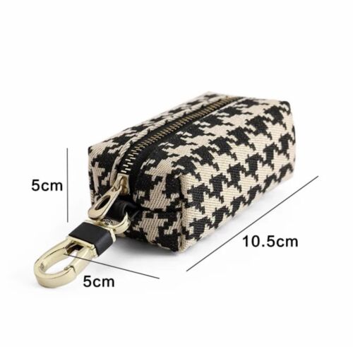 Black , Camel And White Houndstooth Mini Wallet/Keychain