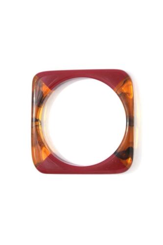 Red And Brown Resin Acrylic Cuff Slide In Square Bangle/Bracelet