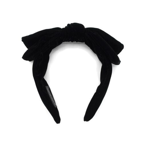 Black Shimmer Silky Velvet Bow Headband