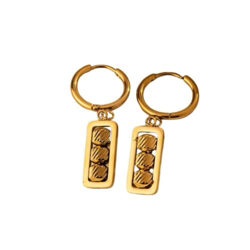 18k Gold Plated Stainless Steel Rectangular Shape Hoop Earring