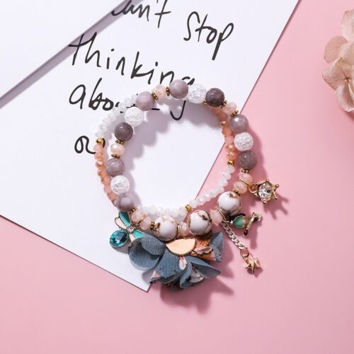 Multicolored Beaded charms Stretch Bracelet set