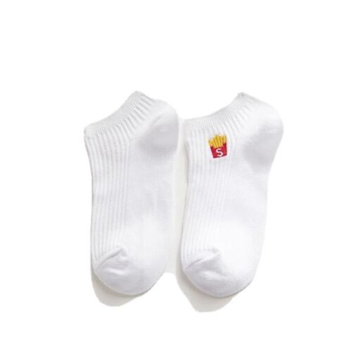 Fries Embroidered White Socks