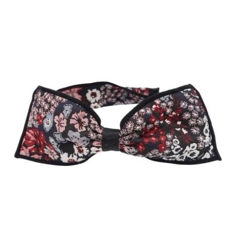 Black And Red Floral Jacquard Bow Headband