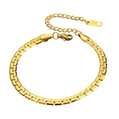 Gold Plain Stainless Steel Chain Bracelet