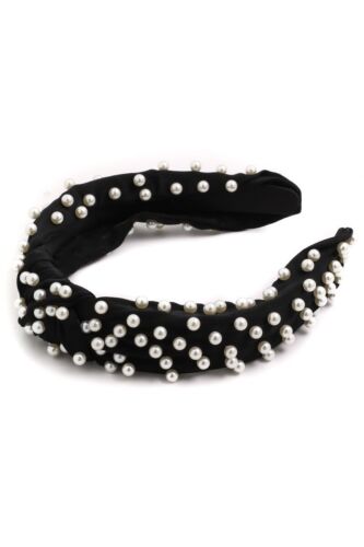 Black Pearl Soft Satin knot headband/Hairband