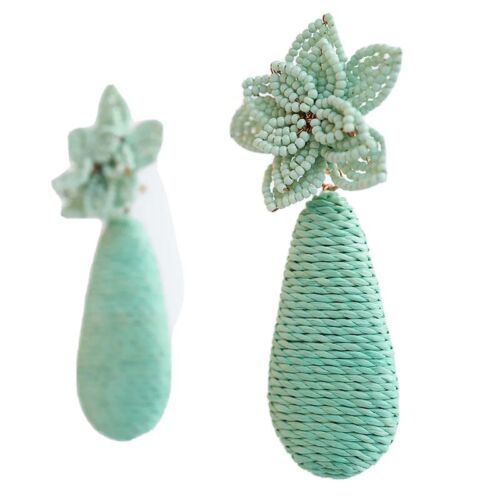 Floral Blue beaded Earrings