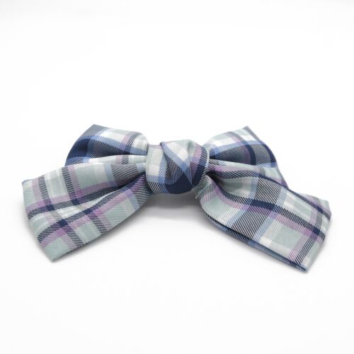 White And Navy Blue Plaid Barrette/Hair Bow/ Hair Clip