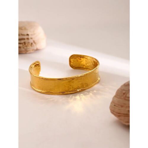 18k Gold Plated Stainless Steel Wide Solid Bangle/Bracelet