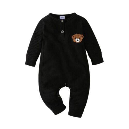 Baby Boy Black Bear Buttons Jumpsuit/ Bodysuit Size 12-18 M