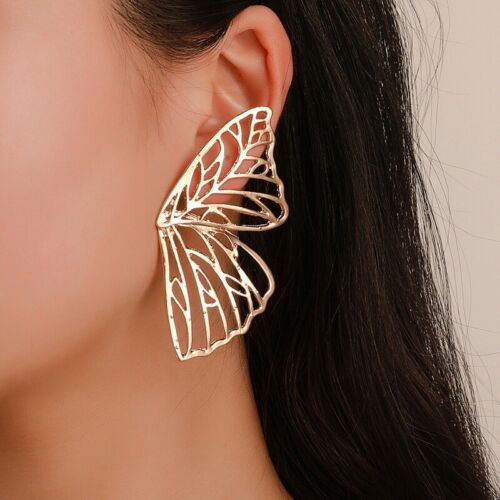 Gold Butterfly Drop Statement Earring