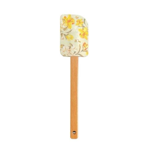 White Floral Wooden Handle Silicone Scrapper/Baking Tools Stirring Spatula