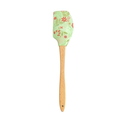 Green Floral Wooden Handle Silicone Scrapper/Baking Tools Stirring Spatula