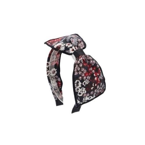 Black And Red Floral Jacquard Bow Headband