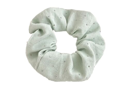 Off White And Pastel Blue Hair Scrunchies Set