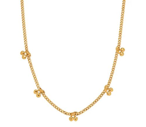 Gold Plated Stainless Mini Cherry Charm Chain Necklace