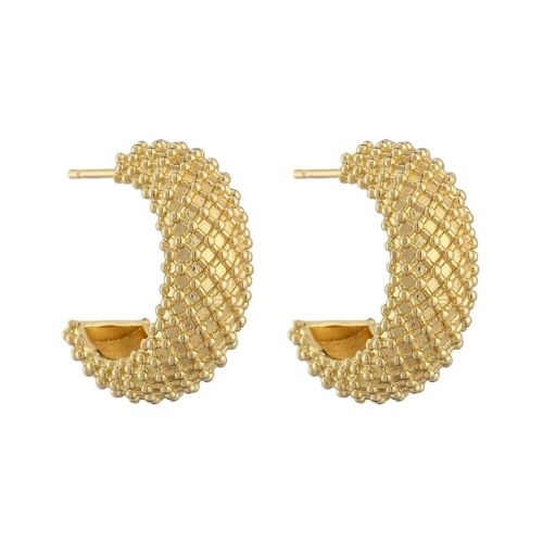 18k Gold Plated Copper Textured Hoop Earrings