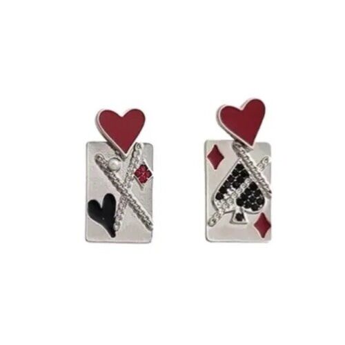 Sterling Silver Playing Cards Stud Earring