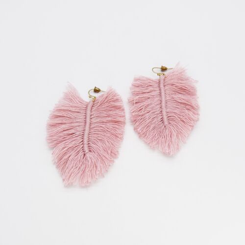 Pink Leaf Look Threaded Tassels Handmade Earring