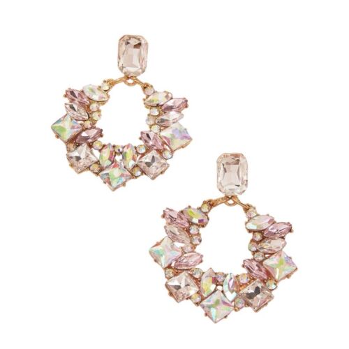 Pink Shade Multicolor Statement Cubic Zirconia Beaded Drop Earring